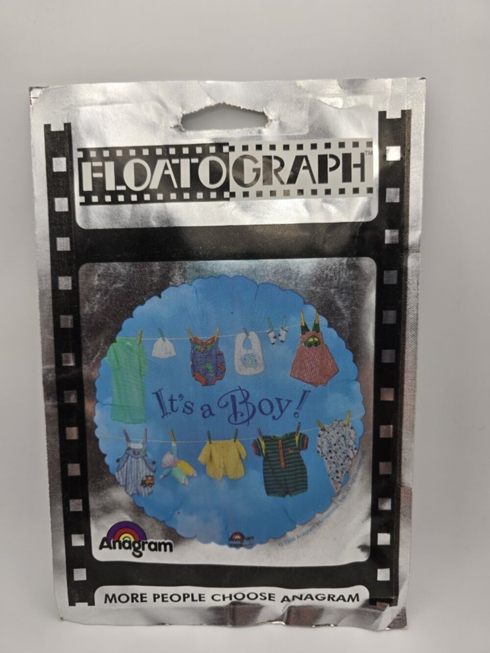 Anagram Vintage "It's a Boy!' Foil Metallic Helium Balloon 1990s Gender Reveal